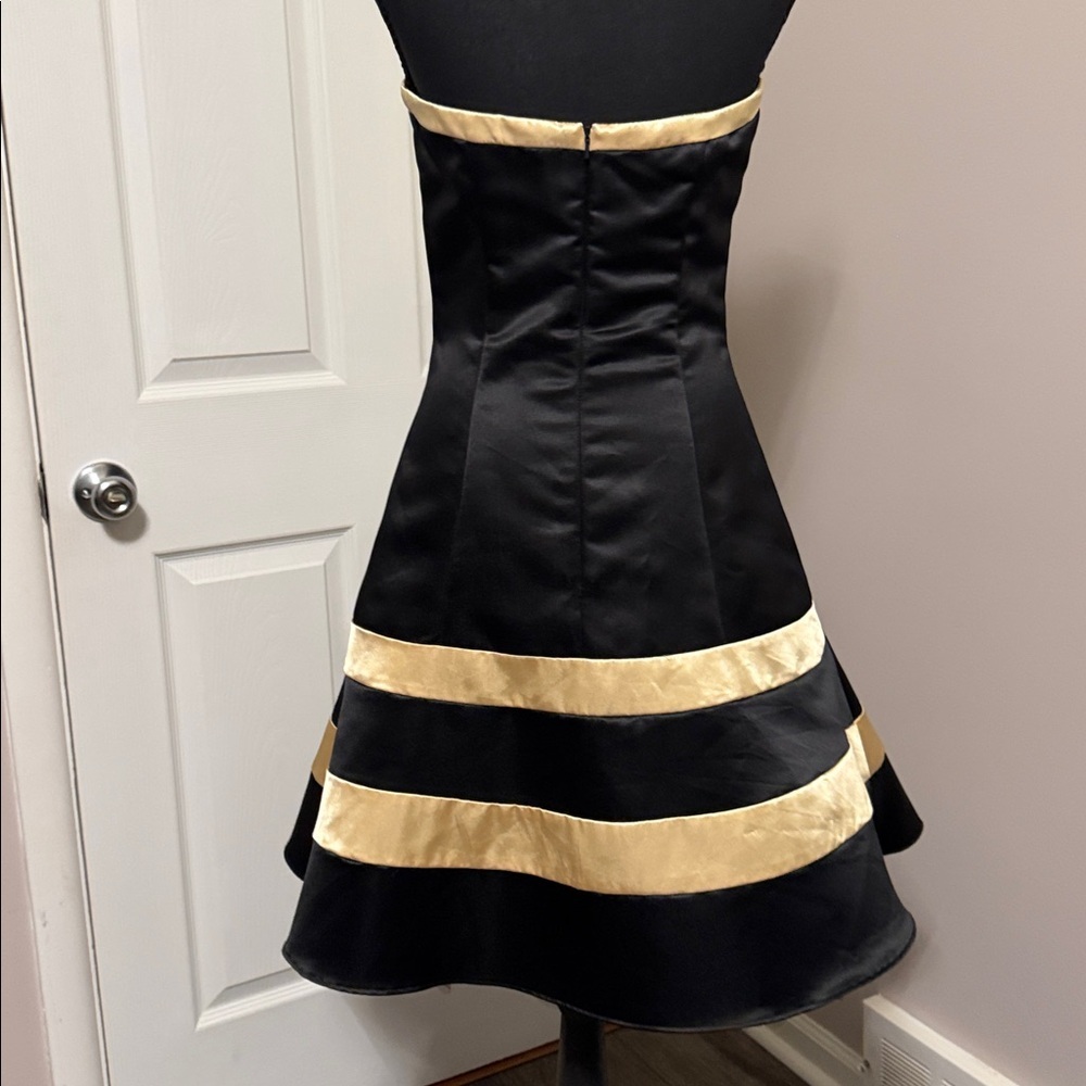 Jessica McClintock Black and Cream Strapless Dress - Picture 4 of 4